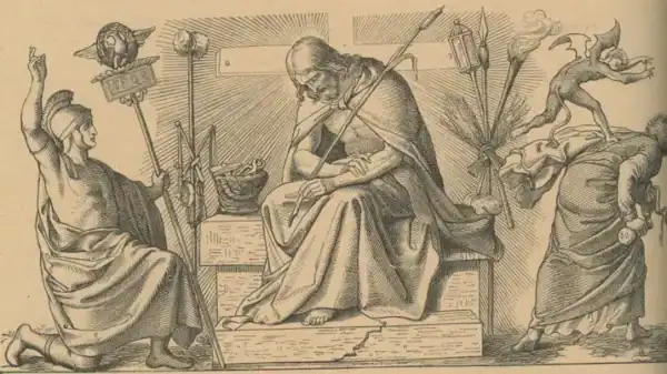 Jesus mit dem Rohr in der Hand, auf der rechten ist Judas zu sehen
