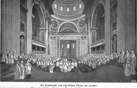 Kirchenlexikon Die Unfehlbarkeit des Papstes: Die Konzilsaula vom päpstlichen Thron aus gesehen