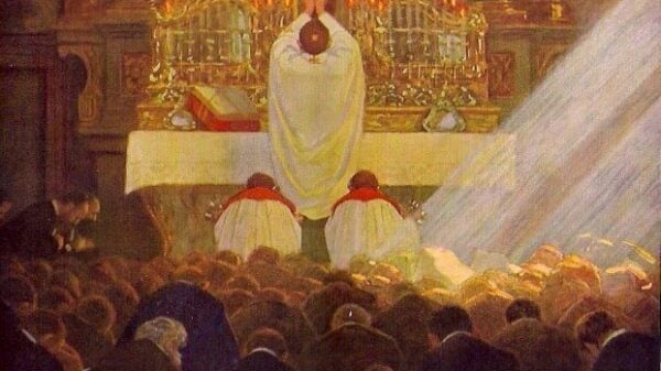 Von der Bestimmung des Priesters: Er steht in der heiligen Messe vor dem Hochaltar