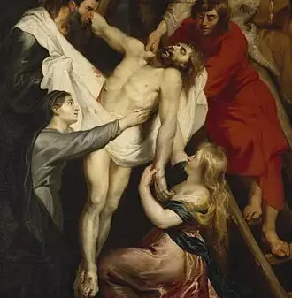 Kreuzabnahme und Schmerz der Gottesmutter: Gemälde von Peter Paul Rubens (1577–1640)