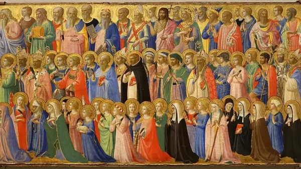 Ostern im Himmel Die Heiligen: Bild von Fra Angelico