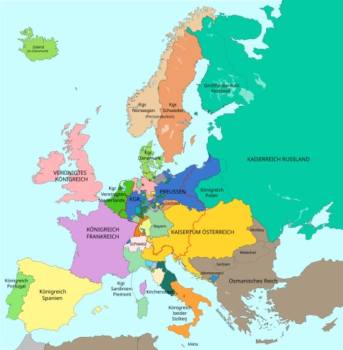 Die Heilige Allianz von 1815: Europakarte