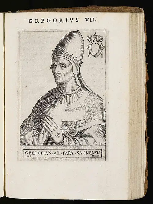 Hildebrand der zukünftige Papst Gregor VII.: Chalkographie in Giovanni Battista Cavalieri, Pontificum Romanorum