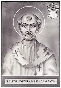 Heiliger Papst Telesphorus (regierte von 126 bis 137)