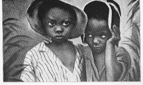 Zwei afrikanische Kinder warten auf die katholische Missionierung