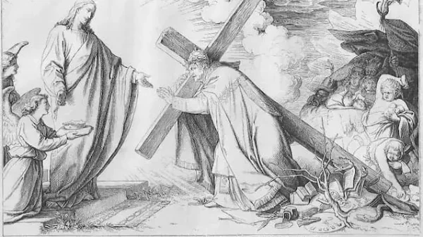 Der Papst trägt das Kreuz Christi, von Christus glorreich empfangen; es zeigt das Leiden der Päpste und zugleich der Kirche